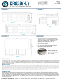 Hoshizaki CR85B and CR85B-L original complete manufacturer dimension page with separately labeled right/left condenser layouts; 26-inch work surface versus 27-inch overall height and body versus bumper dimensions; original side-clearance conversion error retained, use manual zero-inch/zero-mm value; generic three-pans-per-drawer paragraph conflicts with exact left-three/right-two arrangement, see note