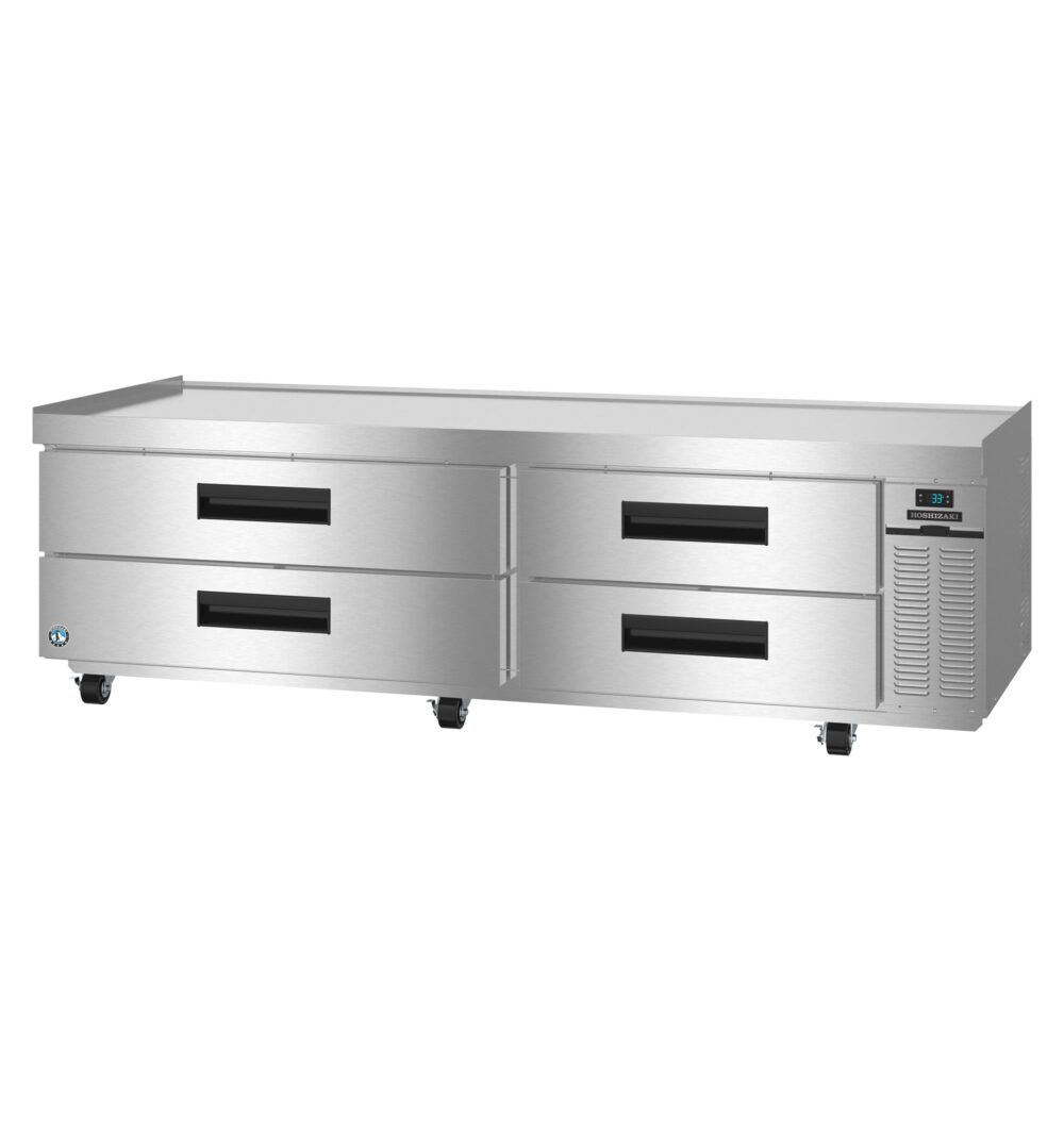 Hoshizaki CR85B 85" Stainless Steel Low-Profile Chef Base Refrigerator - Right Side Condenser