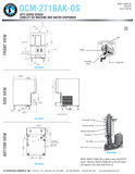 Hoshizaki DCM-271BAK-OS original dimensional drawing with optical sensors, optional four-inch legs, water and drain connections, and SD-271 stand note