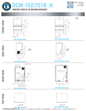 Hoshizaki DCM-751BWH and DCM-752BAH original dimensional drawing, with DCM-751BWH water-cooled views, optional legs and separate water and drain fittings labeled