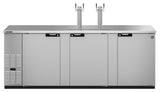 Hoshizaki DD95-S original manufacturer front view showing three lockable doors, two insulated draft towers with four faucets and stainless steel exterior