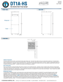 Hoshizaki DT1A-HS original manufacturer full dimension page: refrigerator above freezer, 27.5-inch width, 35-inch depth and 79.5-inch caster height; plan shows 59.25-inch open depth versus table 61.75 inches, see note