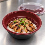 ED-700 bowl with rice and chicken at a packing counter