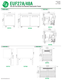 Hoshizaki EUF27A-48A original one- and two-door front, side, rear and plan dimension drawings.