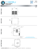 Hoshizaki F-1002MLJ original front, side, rear and bottom dimension drawing.