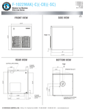 Hoshizaki F-1022MAK family official shared head dimensions, utility connections, ice-drop and ultrasonic-sensor openings