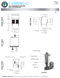 Hoshizaki F-330BAK and F-330BAK-C official shared dimensions, drop-down door travel, utility connections and auger assembly