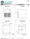 Hoshizaki F-622MAK-C official head dimensions, utility connections, ice-drop and ultrasonic-sensor openings