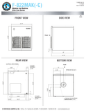 Hoshizaki F-822MAK family official shared head dimensions, utility connections, ice-drop and ultrasonic-sensor openings