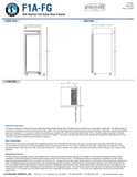 Hoshizaki F1A-FG official front, side and plan dimensions; 27.5-inch width, 34.5-inch depth and 79.5-inch height; plan labels 59.25-inch door-open depth; manufacturer sources also list 57 inches, see specification note