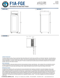 Hoshizaki F1A-FGE official front, side and plan dimensions; 27.5-inch width, 33.5-inch depth and 79.5-inch height; original plan labels 59.25-inch door-open depth while table and webpage list 57 inches, see specification note