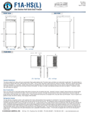 Hoshizaki F1A-HS(L) official half-door freezer dimensions; main model title and half-door geometry are correct, but small hinge captions say FS/FSL in error; see specification note