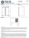 Hoshizaki F2A-FG official front, side and plan dimensions; 55-inch width, 34.5-inch depth and 79.5-inch height; plan labels 57-inch door-open depth; manufacturer sources also list 59.25 inches, see specification note