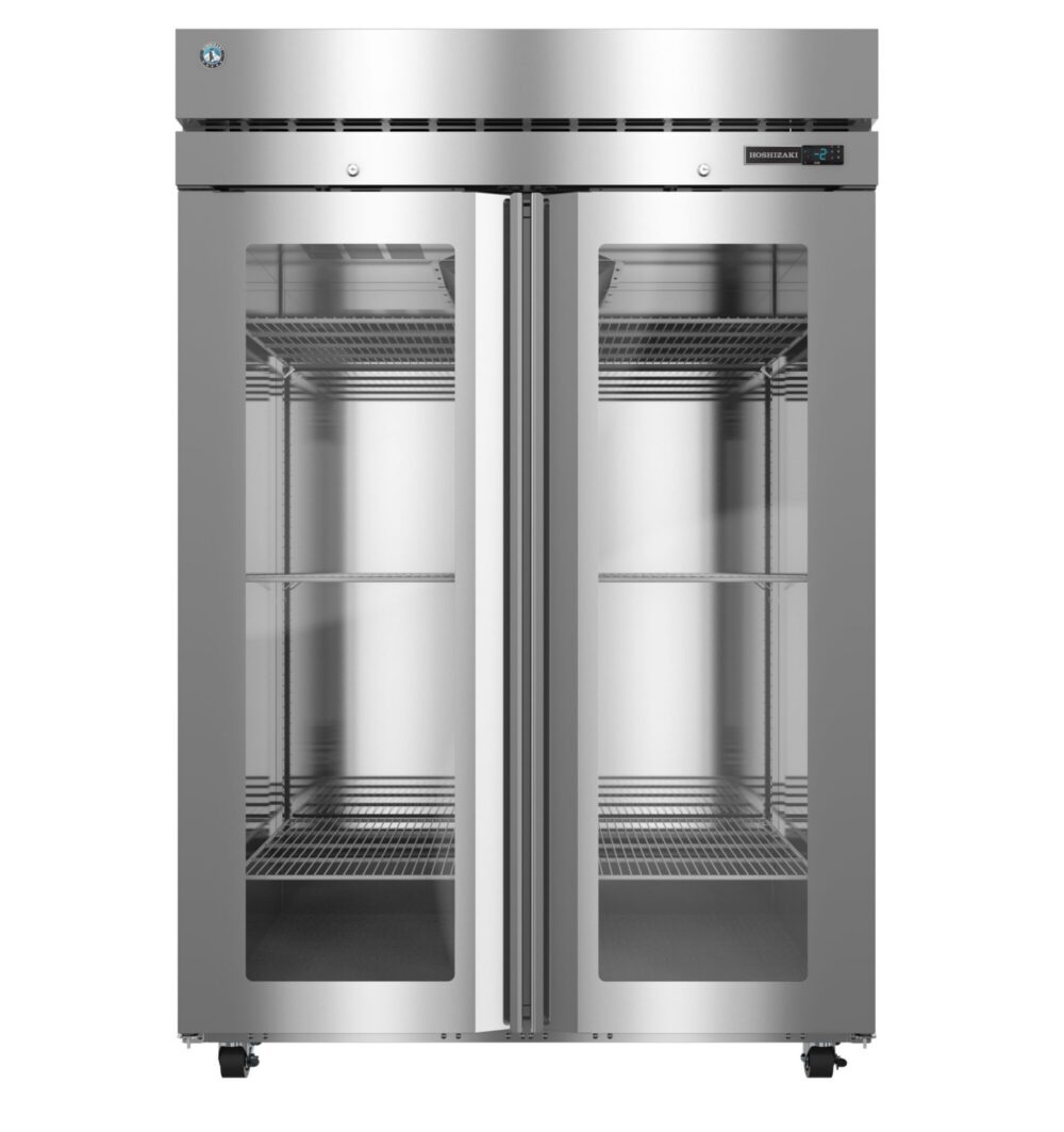 Hoshizaki F2A-FGEN 52" Stainless Steel Narrow Two-Section Glass-Door Reach-In Freezer