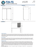 Hoshizaki F2A-FS official front, side and plan dimensions; 55-inch width, 79.5-inch height and 59.25-inch door-open depth