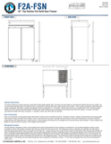 Hoshizaki F2A-FSN official complete dimensions page; 52-inch width, 33.5-inch depth, 79.5-inch caster height and 57.75-inch door-open depth