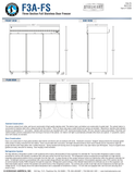 Hoshizaki F3A-FS official front, side and plan dimensions; 82.5-inch width, 33.5-inch depth, 79.5-inch caster height and 59.25-inch door-open depth; source-specific details in specification note