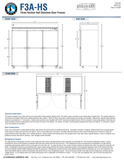 Hoshizaki F3A-HS official front, side and plan dimensions; 82.5-inch width, 33.5-inch depth, 79.5-inch caster height and 59.25-inch door-open depth; source-specific details in specification note