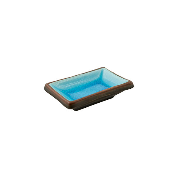 Porcelain Rectangular Sauce Dish, 4"x2.5" Blue