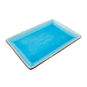 Porcelain Rectangular Plate 9.25"L x6.5"W, Blue