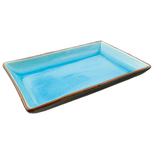 Porcelain Rectangular Plate 9.75"x6"x1.25"H, Blue
