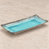 FDKN-10 turquoise platter in a neutral tabletop setting
