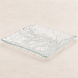 GF6-C clear glass square plate in a neutral tabletop setting