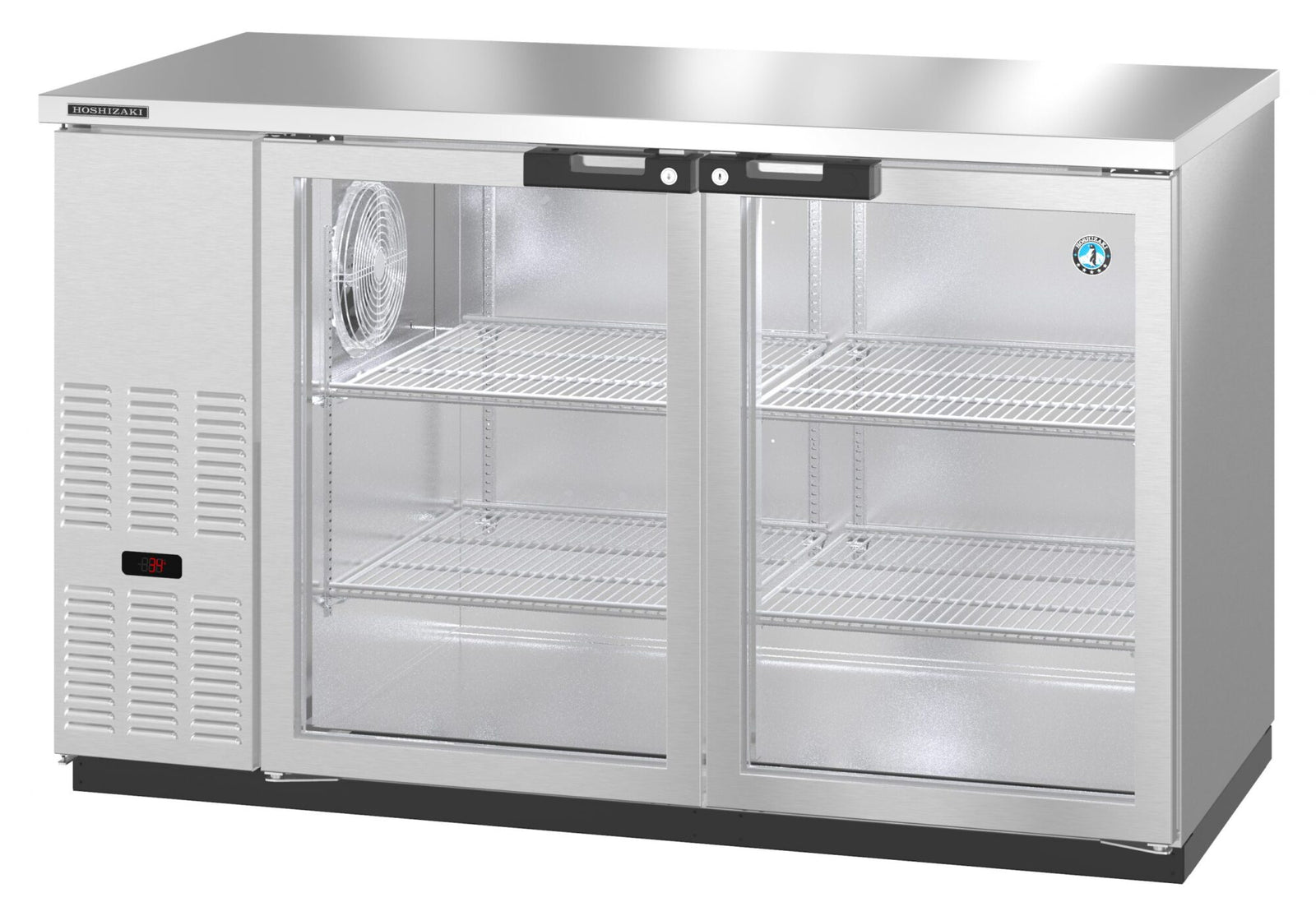 Hoshizaki BB59-G-S 59.5" Stainless Steel Glass Door Back Bar Refrigerator