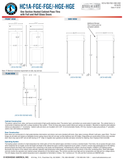 Hoshizaki HC1A-FGE-FGE-HGE-HGE original full- and half-glass-door front, side and plan dimension drawings.