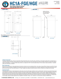 Hoshizaki HC1A-FGE-HGE original full- and half-glass-door front, side and plan dimension drawings.