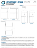 Hoshizaki HC2A-FGE-FGE-HGE-HGE original full- and half-glass-door front, side and plan dimension drawings.