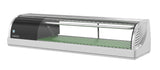 Hoshizaki HNC-120BA-L-SLH curved glass refrigerated sushi case, left side condenser
