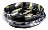 Round Sushi Party Tray with Lid (50 pc) - HP-64, 14" Gold Brush