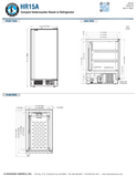 Hoshizaki HR15A original complete dimension drawing; confirm leveling allowance and installed envelope against the specification notes.
