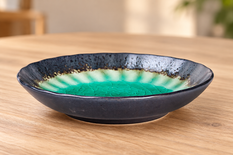 5 in Green & Charcoal Ceramic Side Plate — HS245-FG
