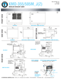 Hoshizaki KMD-355/505 shared air, water and remote dimensional drawing with ultrasonic-control opening and separately sold URC-5FZ reference