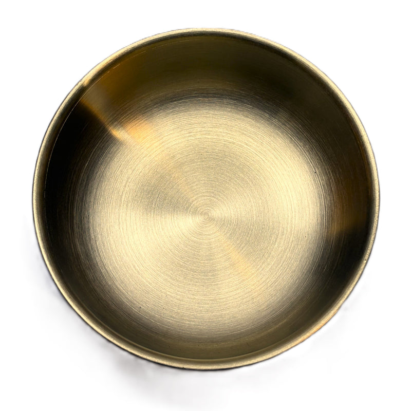 Interior view of the gold-tone stainless steel dessert bowl, SSG-JQ-DB-10.