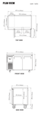 JUR-48-N6 manufacturer top, front and side plan views; cabinet depth excludes 1 in rear spacers and cabinet height excludes 5 in caster height.