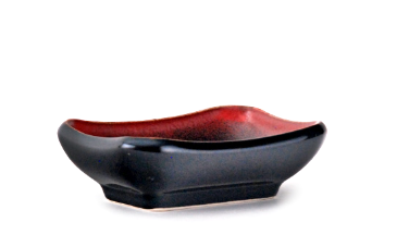 3.5" x 2.5" Porcelain Rectangular Sauce Dish, Black&Red