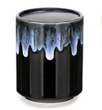 10 fl oz Black & Blue Ribbed Teacup — Made in Japan