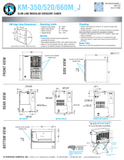 Hoshizaki KM-350MWJ, KM-520MAJ/MWJ and KM-660MAJ/MWJ official shared dimension sheet; use connections for the selected cooling type