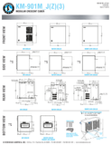 Hoshizaki KM-901MAJ, KM-901MWJ, KM-901MRJZ and KM-901MRJZ3 official dimensions; use selected cooling-type connections