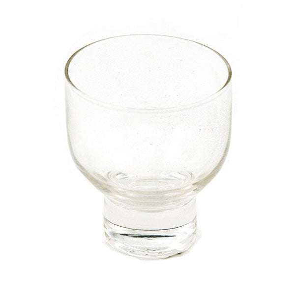 MF24-C transparent glass sake cup with a rounded bowl and short foot
