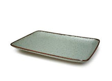 8¼″ × 5¼″ Light Green Brown-Rim Porcelain Rectangular Platter