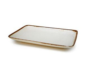 8.25" x 5.25" Rectangular Porcelain Platter, Beige