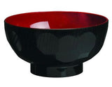 Lacquer Miso Soup Bowl 4.5", Black/Red