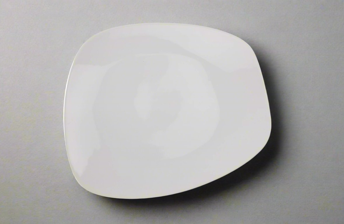 Trapezoid Egg Shape PLATE PORC (WT) 10-1/2"x9-1/4"