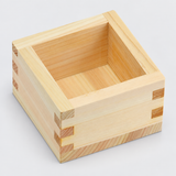 OMS-101 small wooden sake masu cup from above, showing the plain interior and finger joints
