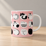 PH72-C3 pink cat-pattern mug on a wooden table