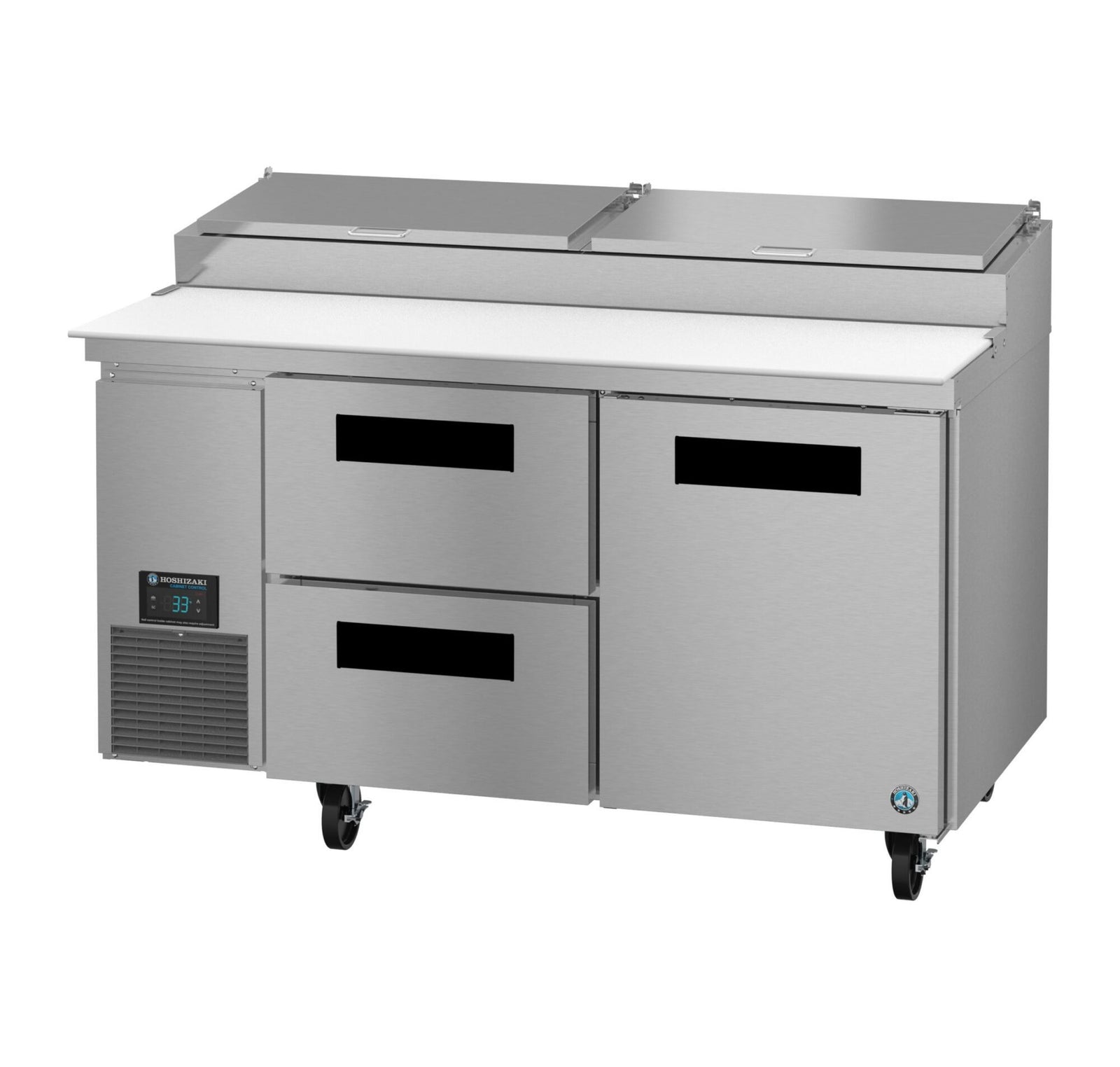 Hoshizaki PR60B-D2 60" 8-Pan 2-Drawer/1-Door Pizza Prep Refrigerator